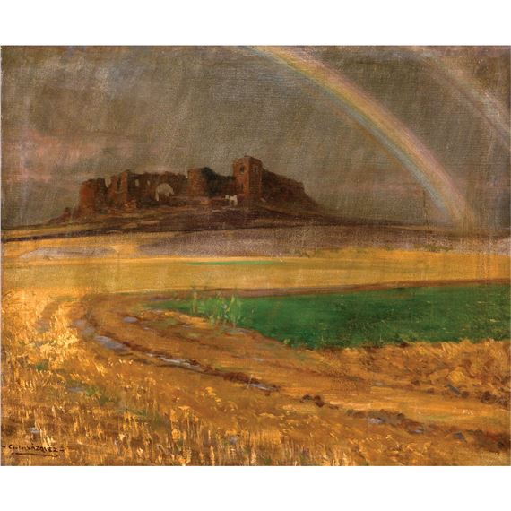Paisaje de campo con arco iris by Carlos Vazquez Ubeda