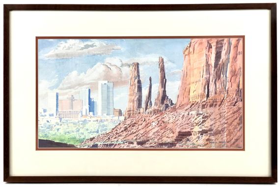 MERRILL MAHAFFEY ARIZONA LANDSCAPE WATERCOLOR ON PAPER by Merrill Mahaffey