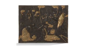 LARGE PLAQUE in chased bronze, patinated - Zacharias Lencker