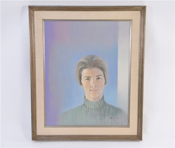 Female portrait. Signed lower right and dated '67. Oil on canvas. Dimensions: (Frame) H 37.5" x W 31.25" by Robert R. Bliss, '67