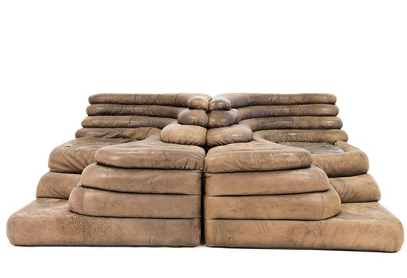 Tagged under one: Stendig Inc. Dimensions: H 27" x W 62" x D 35" Condition: Heavy upholstery wear. In need of restoration. As is. by Ubald Klug