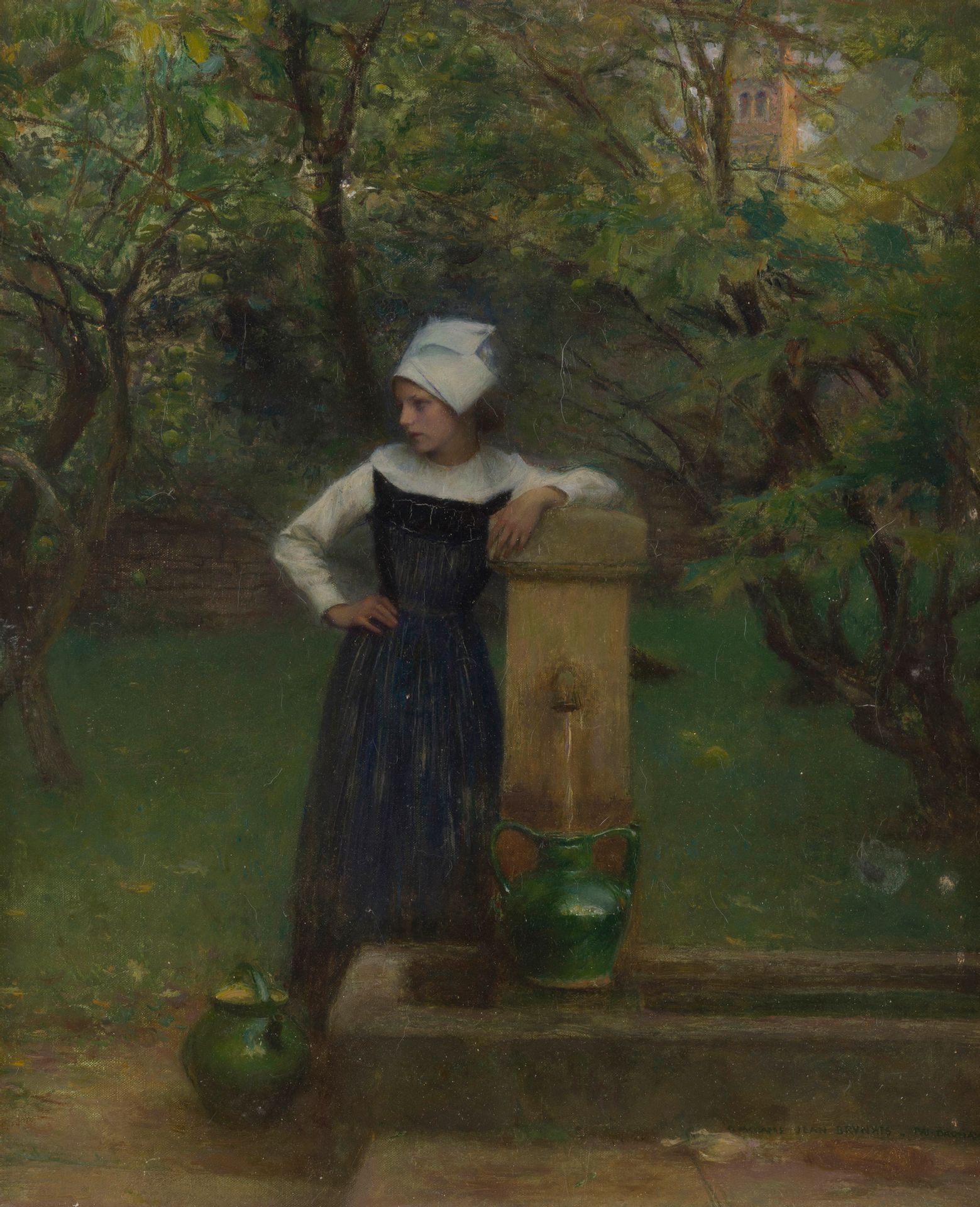 Young girl at the fountain by Pascal Adolphe Jean Dagnan-Bouveret