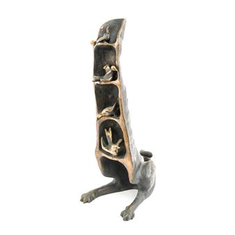 Signed. Dimensions: H 23.5" x W 8" x D 12" Condition: One bird glued on. - Jan Sliwka