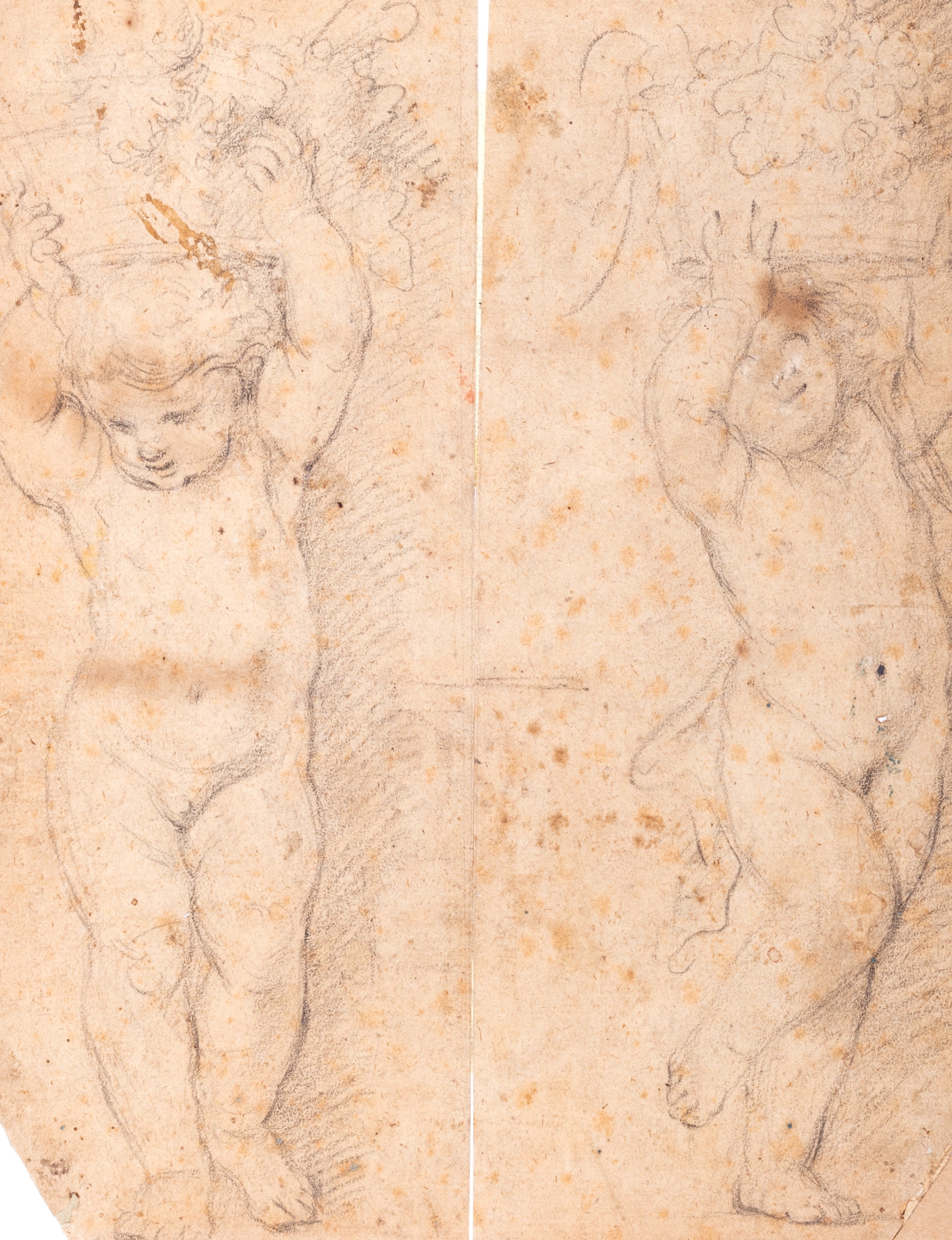 Sebastiano Conca | Study of two cherubs with baskets of flowers and ...
