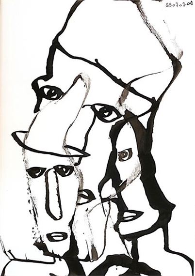 Faces by Gérard Sendrey, dated 2001