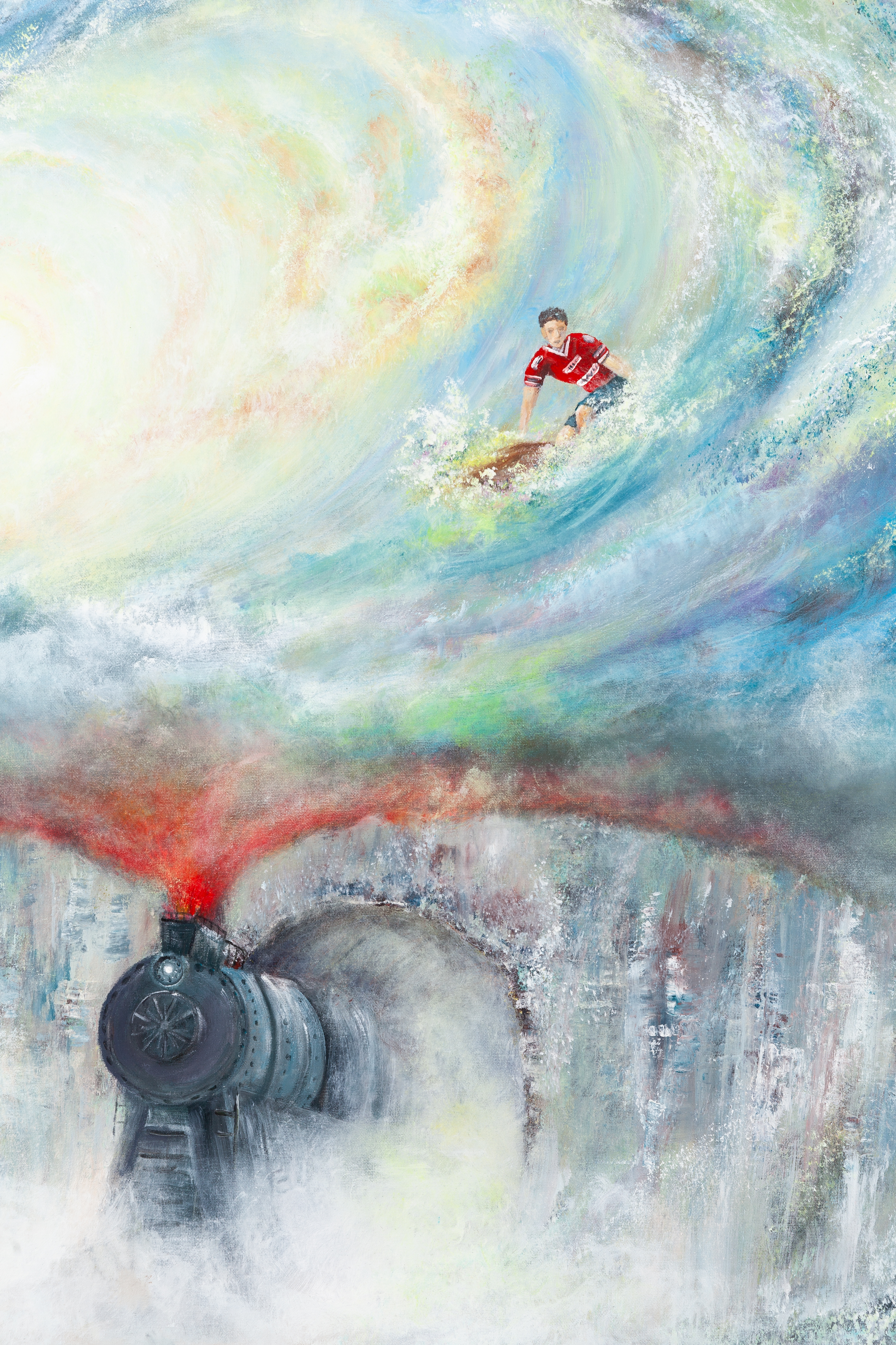 Artwork by Andrzej Fronczak, Galactic Surfing, Made of acrylic/canvas