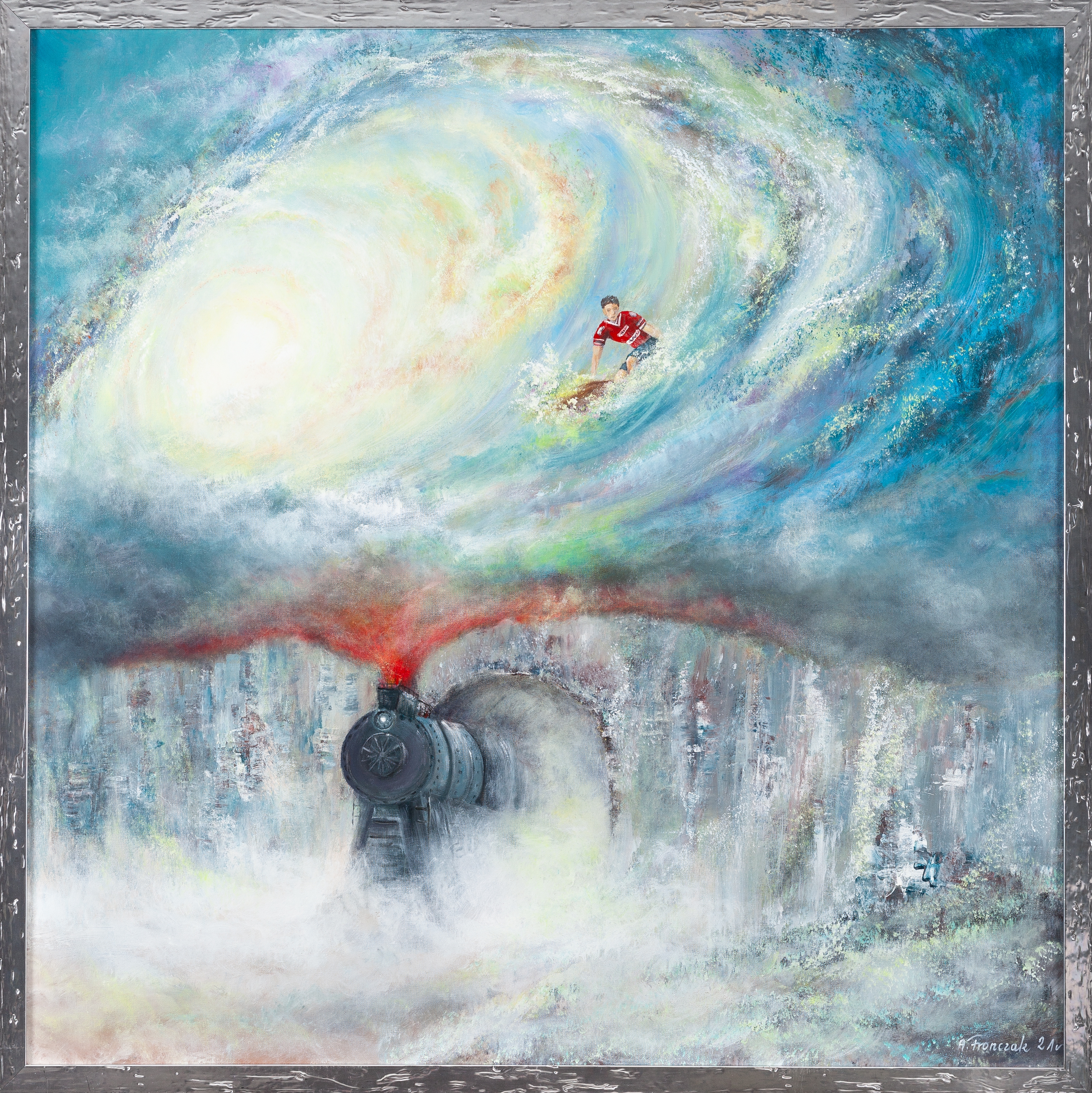 Artwork by Andrzej Fronczak, Galactic Surfing, Made of acrylic/canvas