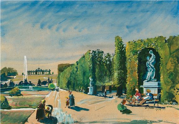 Im Schlosspark von Schönbrunn im Hintergrund die Gloriette by Oskar Laske, 1946