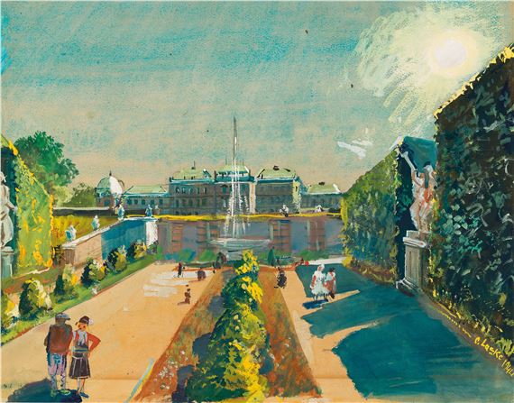 Im Schlossgarten mit Blick auf das Obere Belvedere by Oskar Laske, 1944