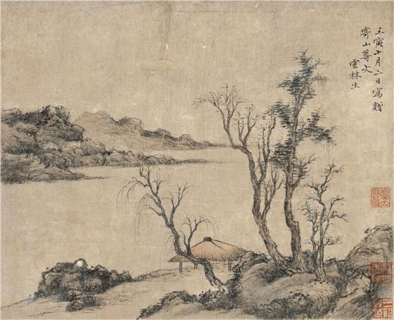 Autumn River Pavilion by Ni Zan, 1362