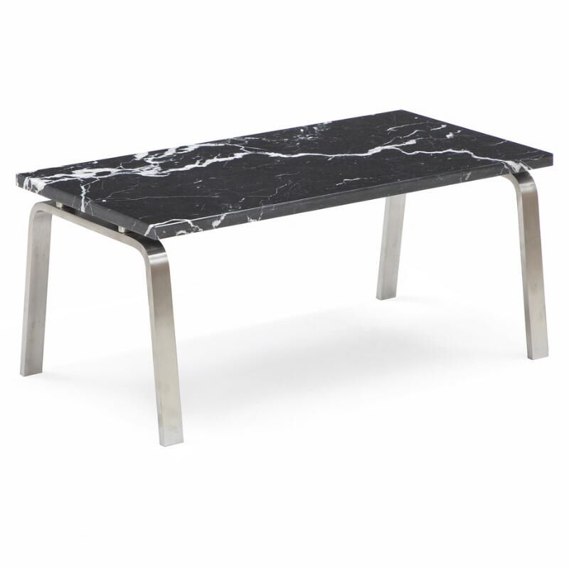 Artwork by Rune Krøjgaard, Knut Bendik Humlevik, Man coffe table with black marble top and steel frame, Made of black marble