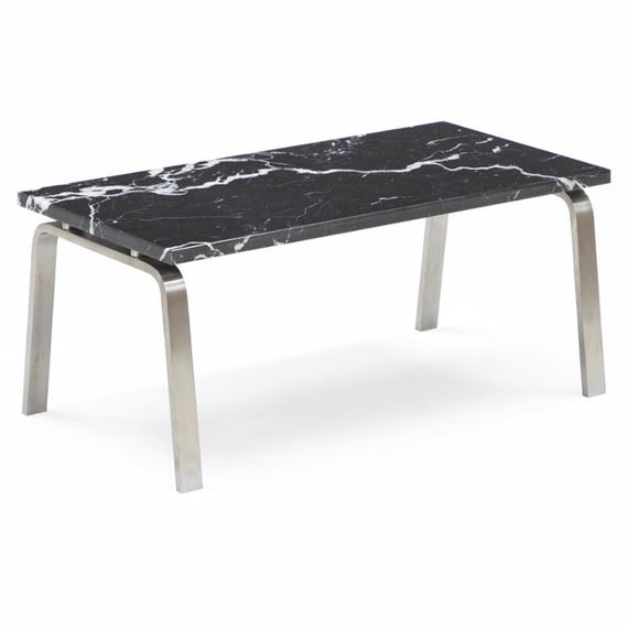Man coffe table with black marble top and steel frame