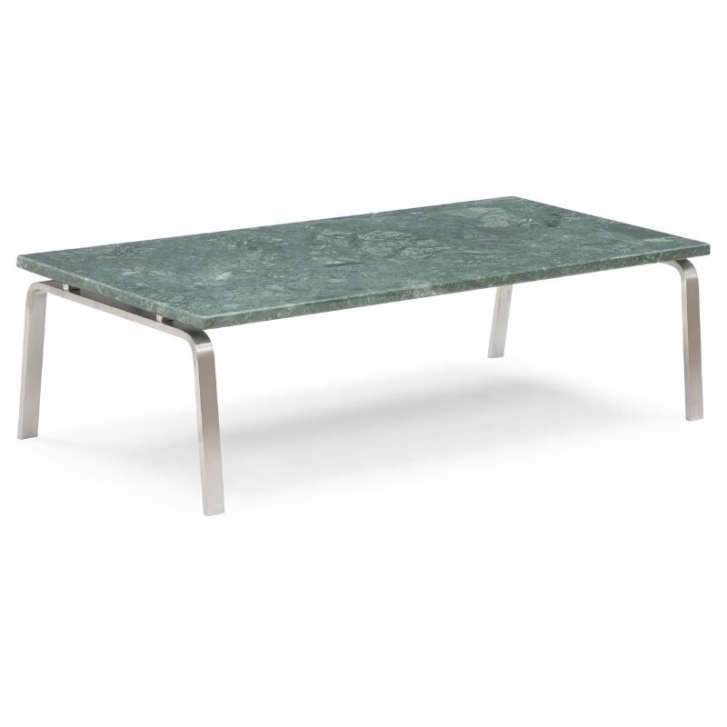 Artwork by Rune Krøjgaard, Knut Bendik Humlevik, Man coffe table with green marble top and steel frame, Made of green marble