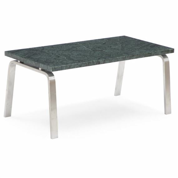 Man coffe table with green marble top and steel frame