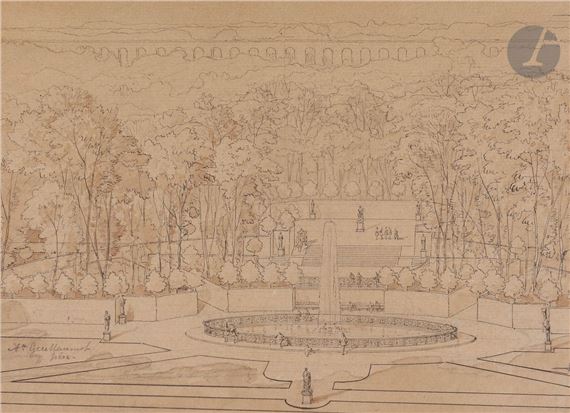 Vue animée de l’aqueduc de Marly by Auguste-Alexandre Guillaumot