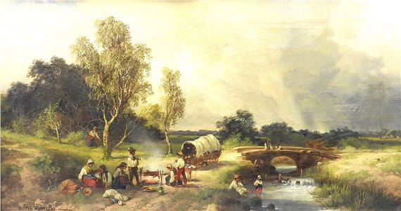 Bauersleute bei der Rast by Pal Böhm