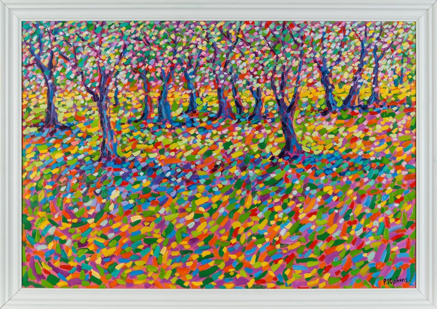 Artwork by Paul Stephens, APPLE ORCHARD BLOSSOM, Made of OIL ON BOARD