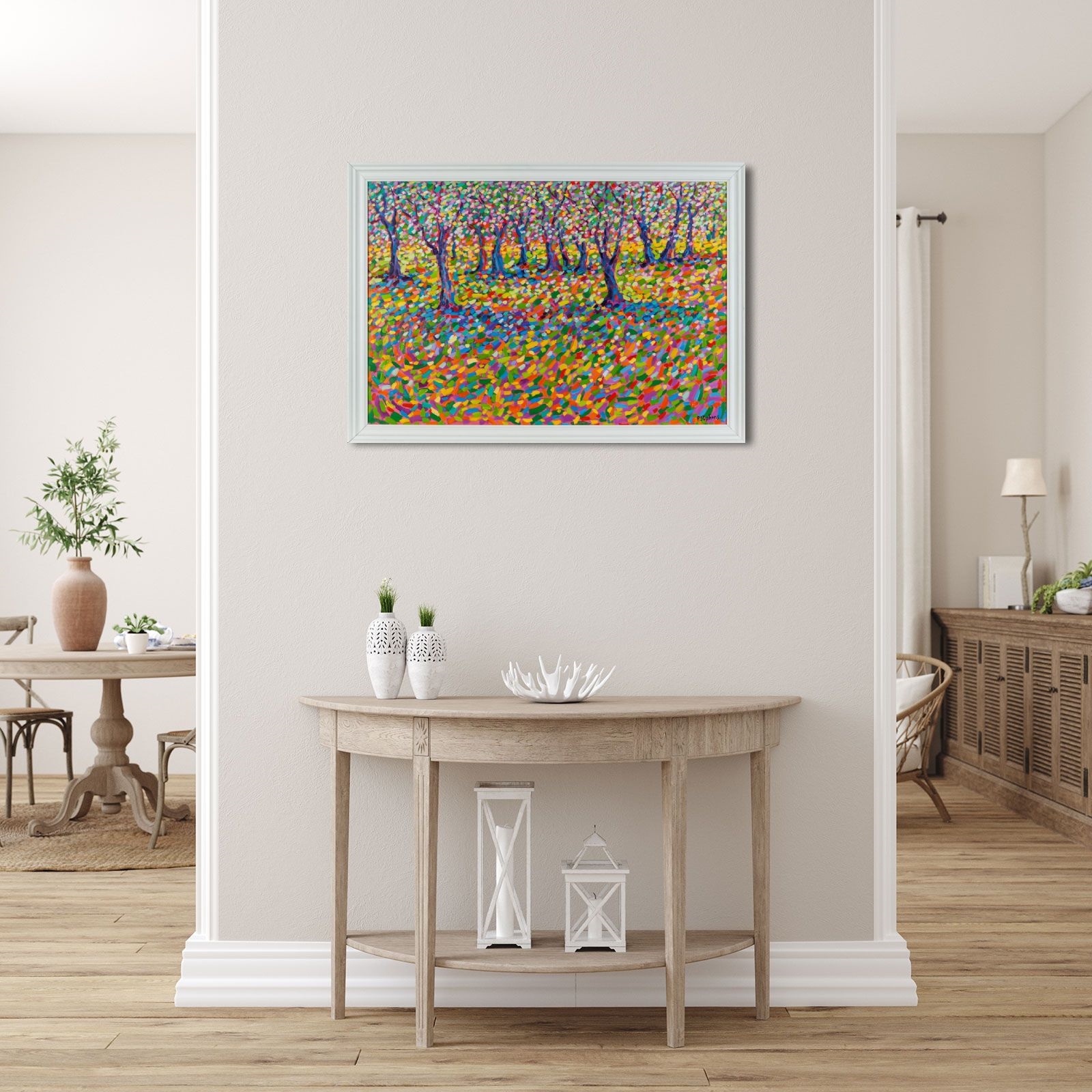Artwork by Paul Stephens, APPLE ORCHARD BLOSSOM, Made of OIL ON BOARD