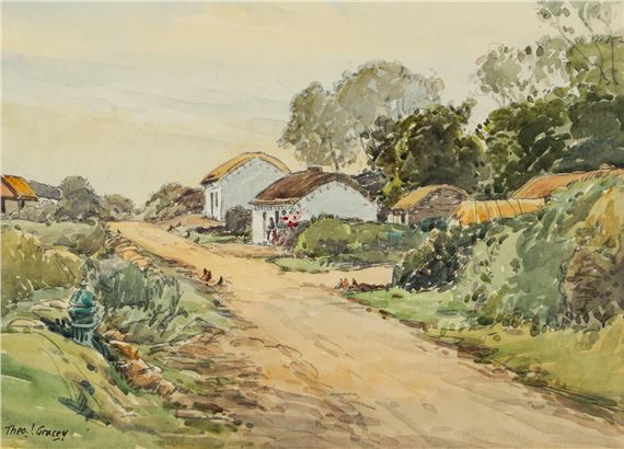COTTAGES NEAR TEELIN , DONEGAL by Theodore James Gracey