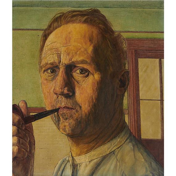 Hans Weingaertner | Portrait of a Man with a Pipe | MutualArt