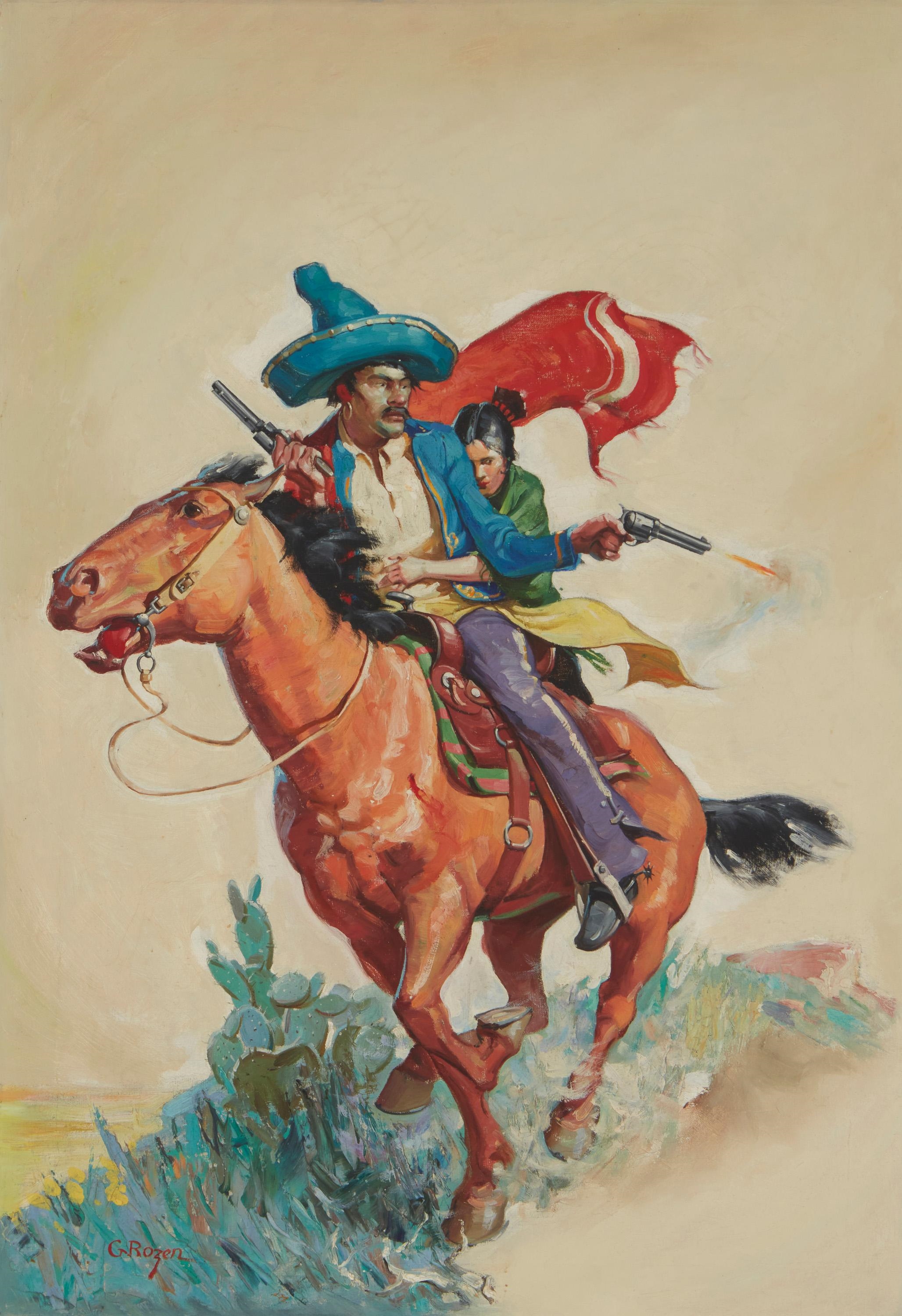 George Rozen | Pulp fiction magazine cover: Mexican vaquero with young ...