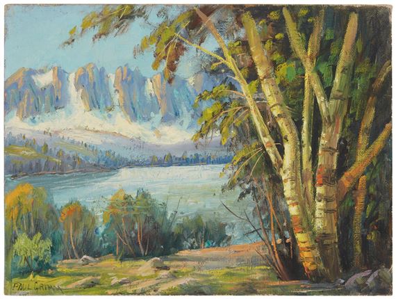 Snow capped mountains with a lake by Paul Grimm