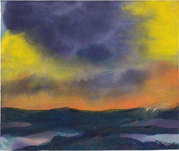 Emil Nolde 'The Sea' 1936 German Expressionist Sailboat Print – 11x17 Archival Art, Multicolor