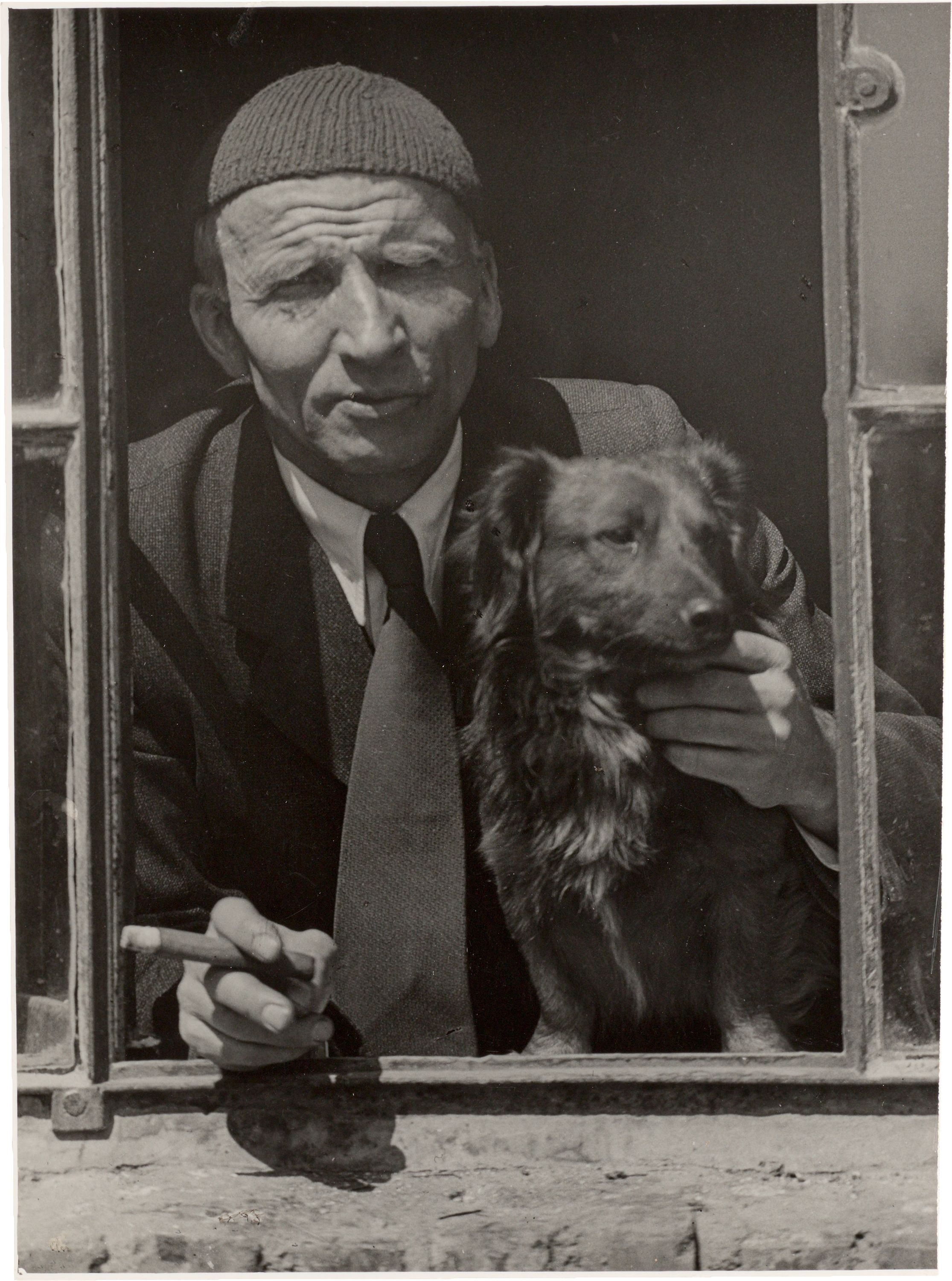 Artwork by Sabine Renger, Alfred Renger-Patzsch with dog and cigar., Made of Vintage  Gelatin silver print