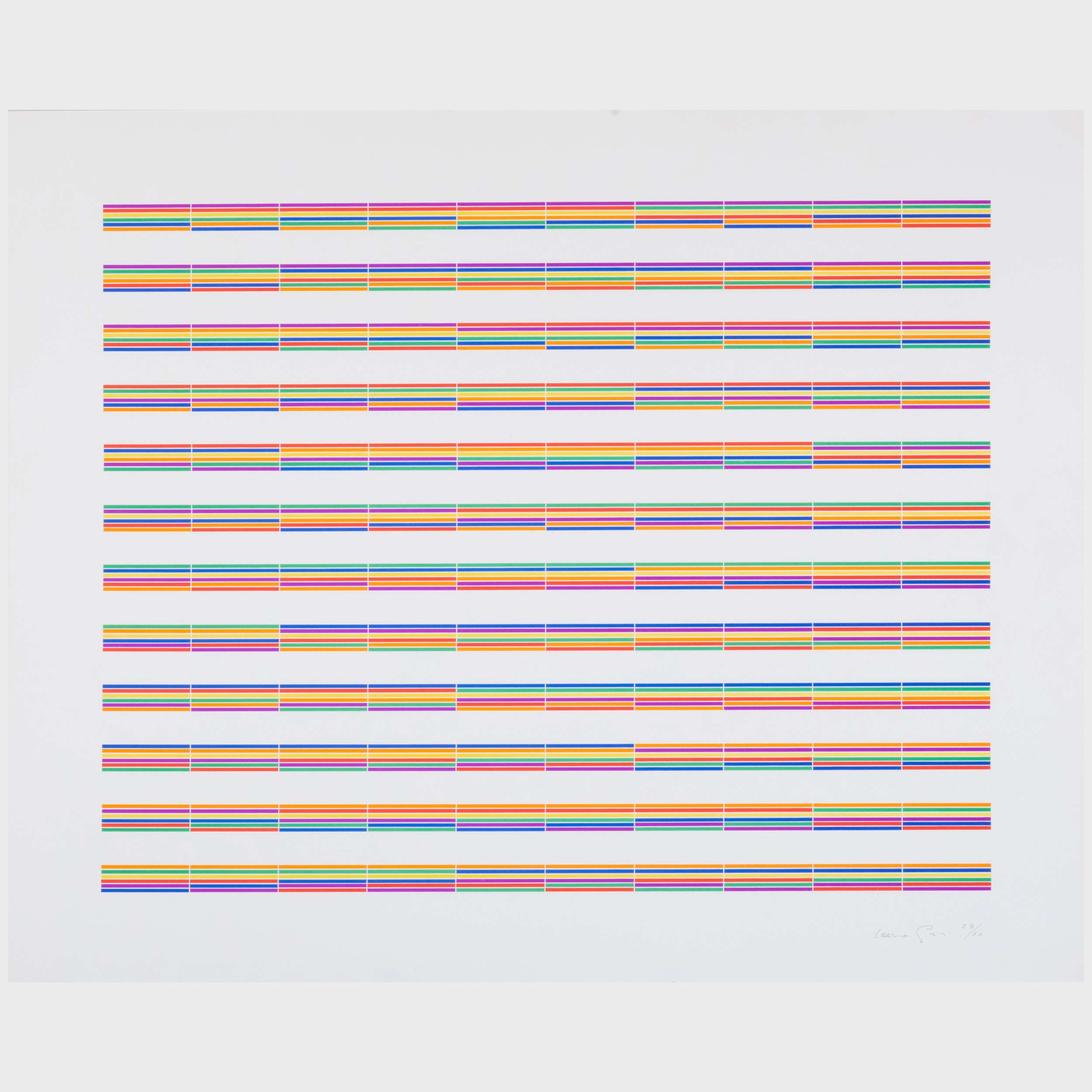 Artwork by Laura Grisi, Stripes, Made of lithographs in colors on smooth wove paper