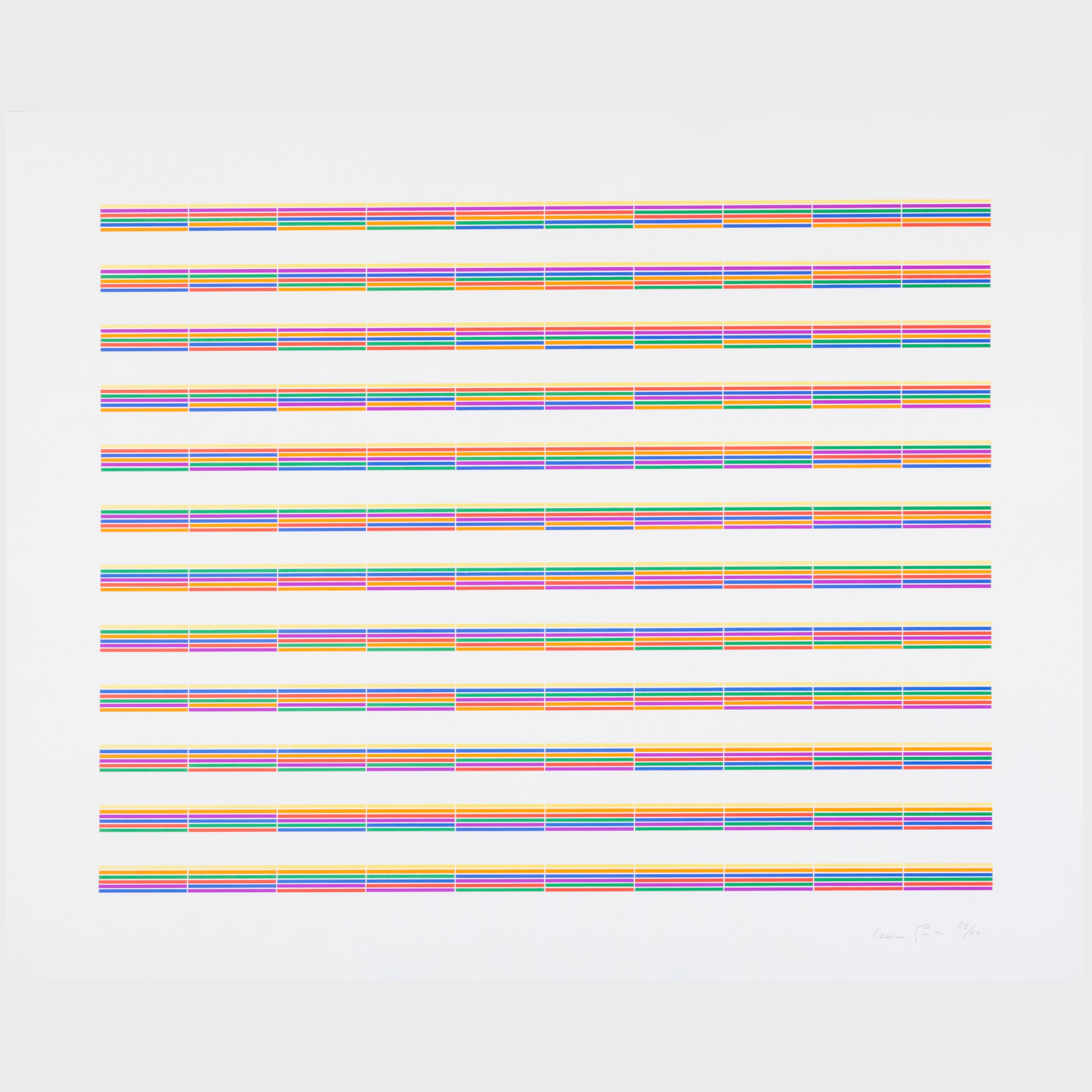 Artwork by Laura Grisi, Stripes, Made of lithographs in colors on smooth wove paper