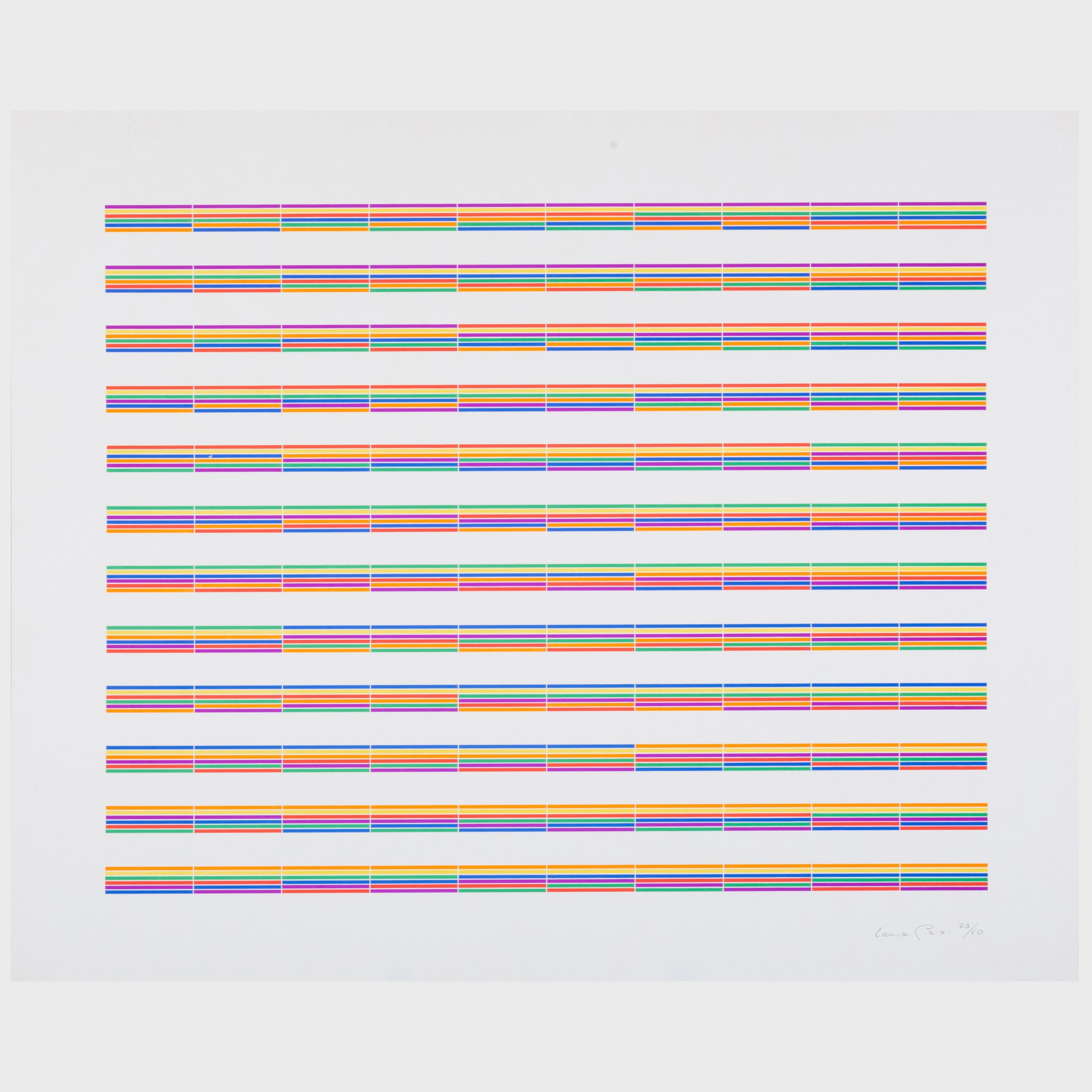 Artwork by Laura Grisi, Stripes, Made of lithographs in colors on smooth wove paper