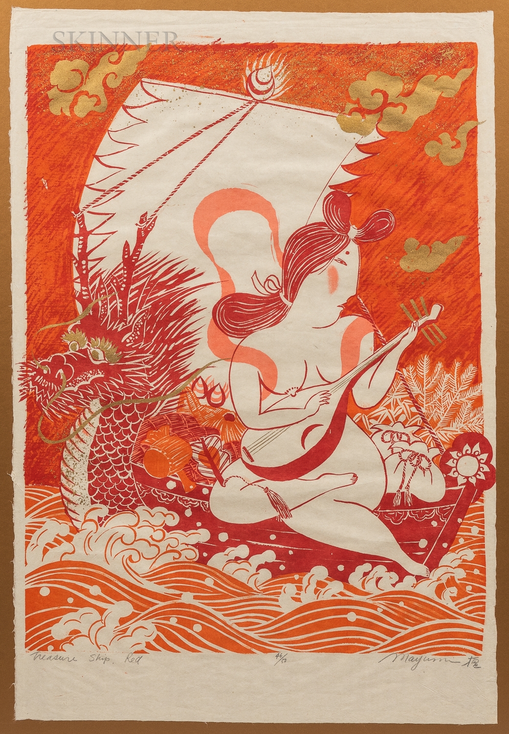 Artwork by Mayumi Oda, Treasure Ship Red, Made of silkscreen print