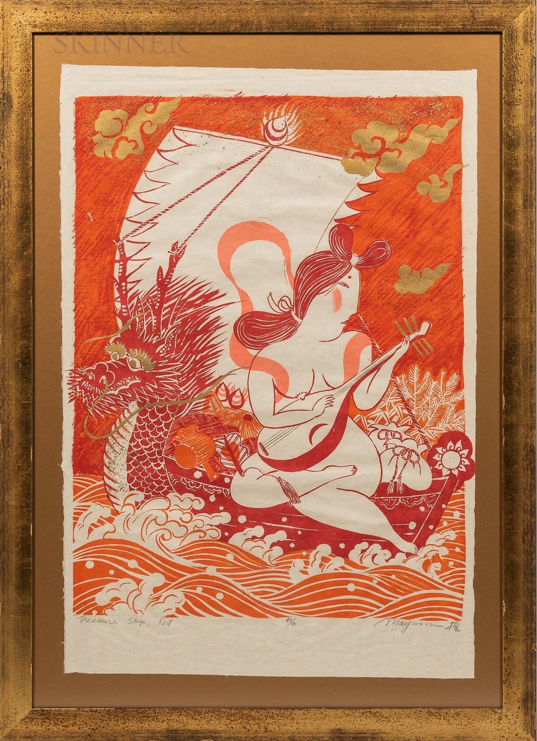 Artwork by Mayumi Oda, Treasure Ship Red, Made of silkscreen print