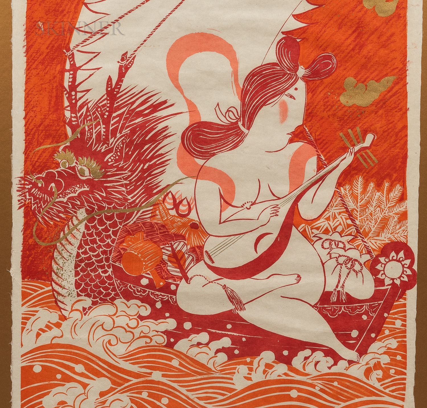 Artwork by Mayumi Oda, Treasure Ship Red, Made of silkscreen print