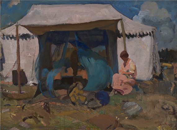 Frederick Horsman Varley | Mrs. Varley in Front of Her Tent (1925 ...