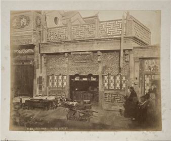 Beijing: "Tea shop", Chu Yung Kwan Gateway Nankou Pas, Entrance to the Forbidden City, ca. 1870. Photographs. 3 albumin prints, 2 by Thomas Child, 2 mounted on cardboard, 1 captioned in the negative. 19 x 24 cm to 25 x 33 cm Bibliography: T. Bennett "History of Photography in China. Western Photographers 1861-1879", Quaritch, 2010, p.62 - Thomas Child