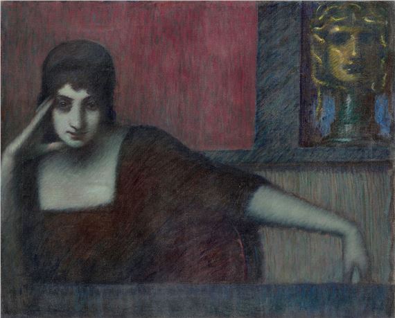 Woman with the head of Medusa. by Adolf Frey-Moock, Circa 1910