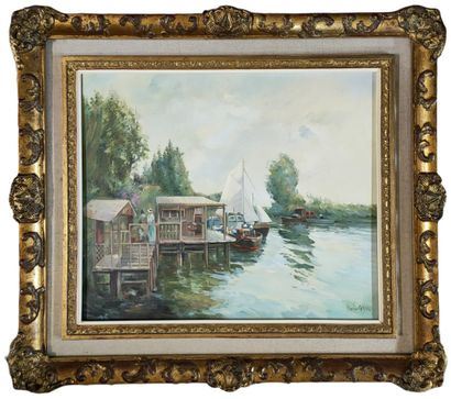 Animated river bank by Karine Girard, 19th century