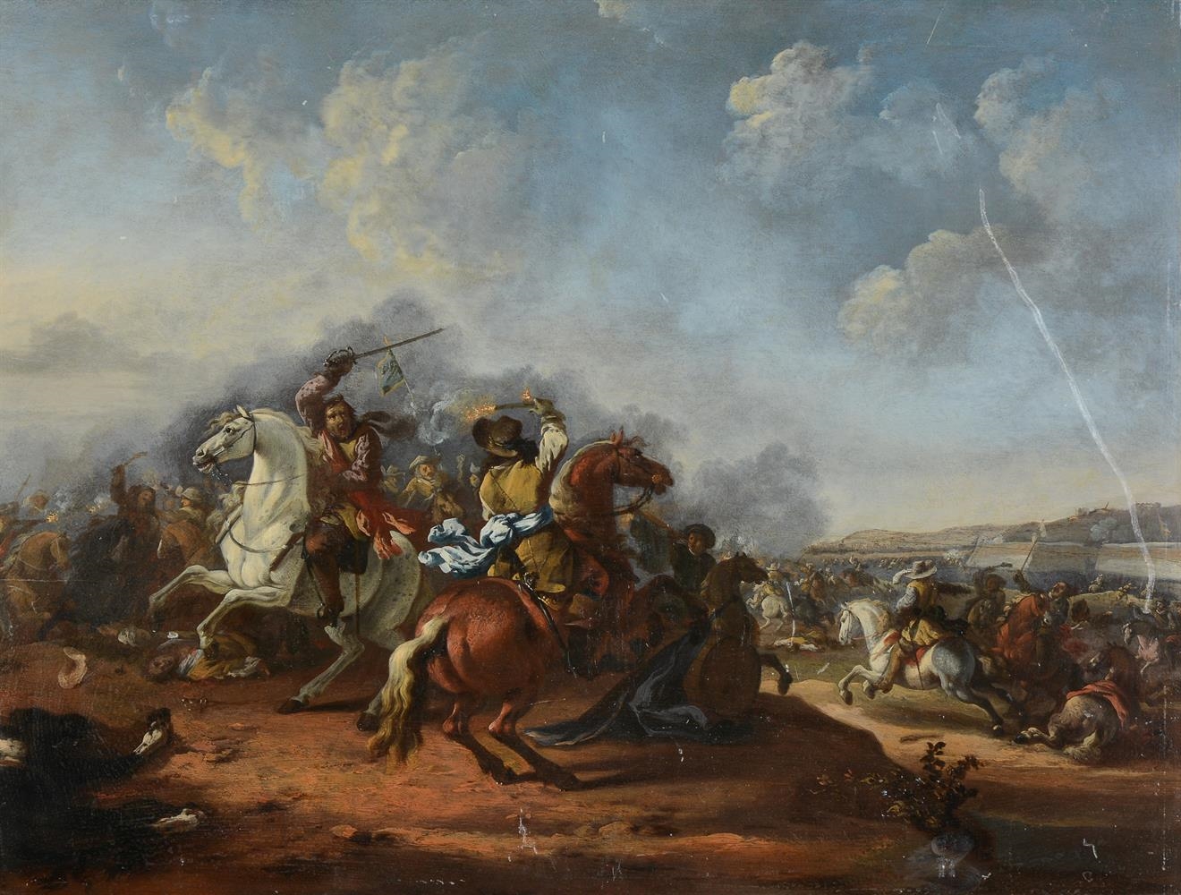 Artwork by Hendrick Verschuring, A CAVALRY SKIRMISH, Made of Oil on panel