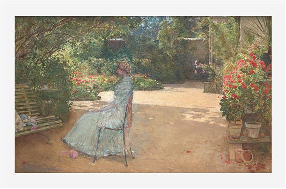 Mrs. Hassam in a Garden, Villiers-le-Bel by Childe Hassam, 1889