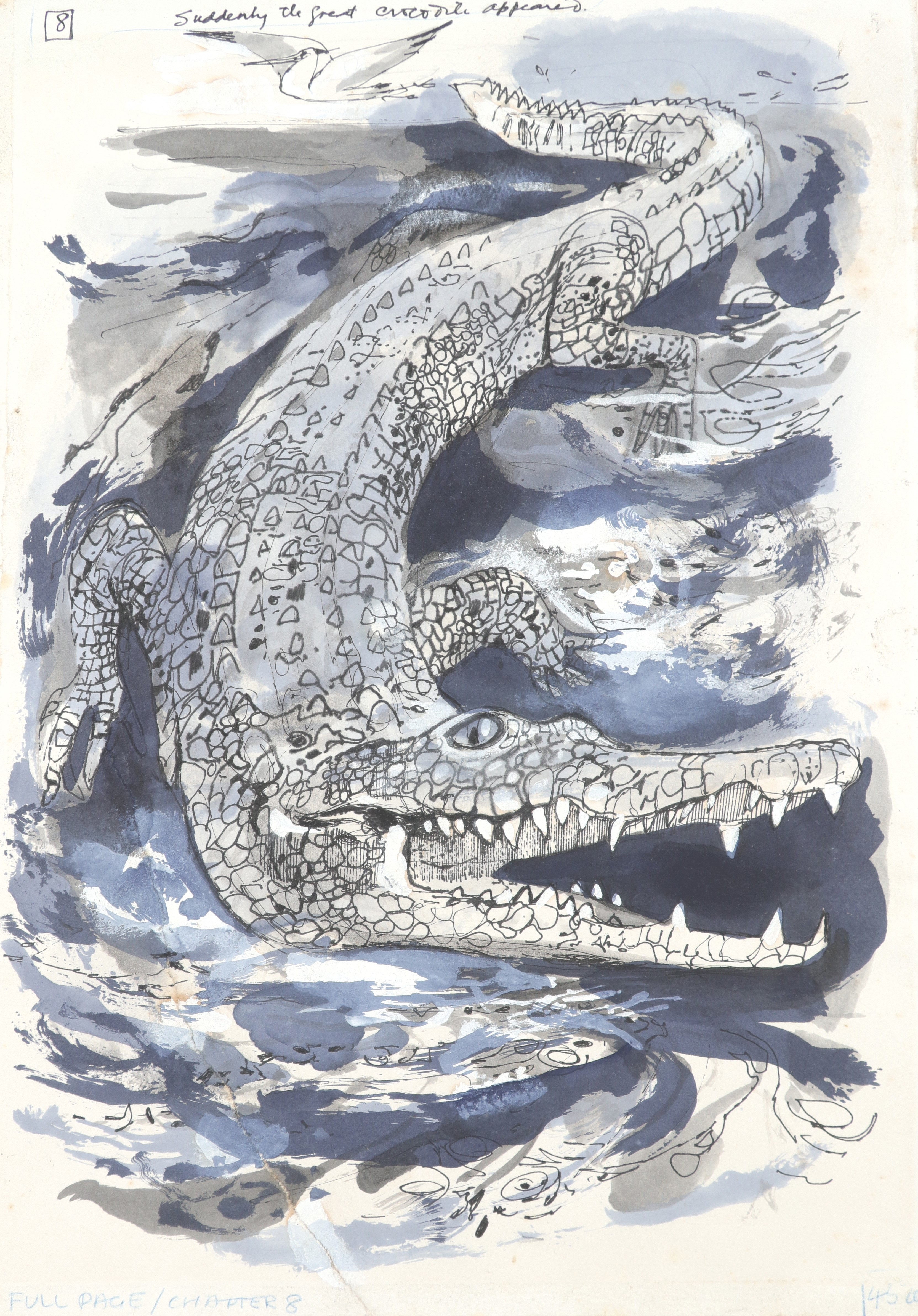 Artwork by William Stobbs, Studies for illustrations from 'The Whole World Storybook':, Made of pen and ink, and watercolour heightened (3)