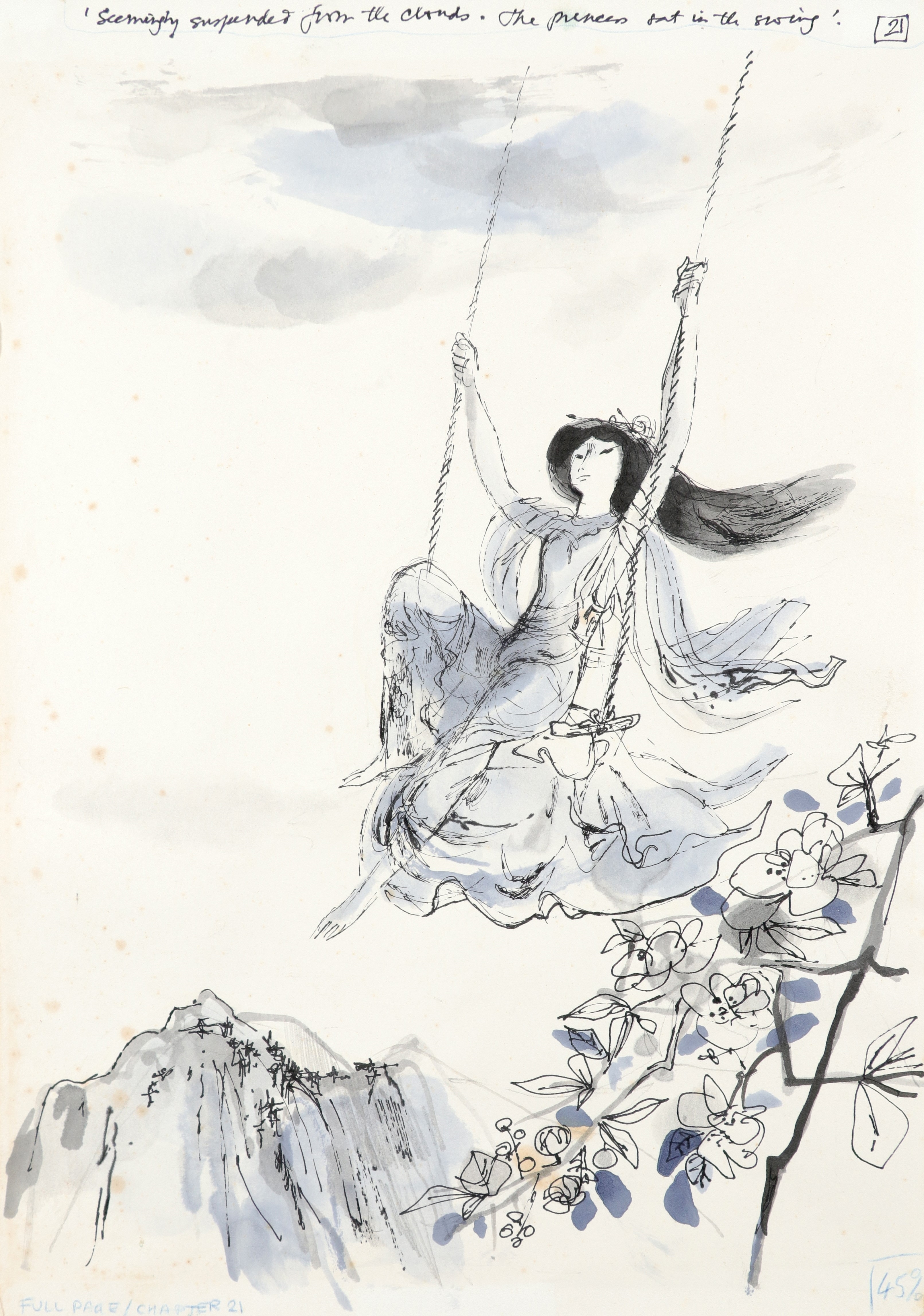 Artwork by William Stobbs, Studies for illustrations from 'The Whole World Storybook':, Made of pen and ink, and watercolour heightened (3)