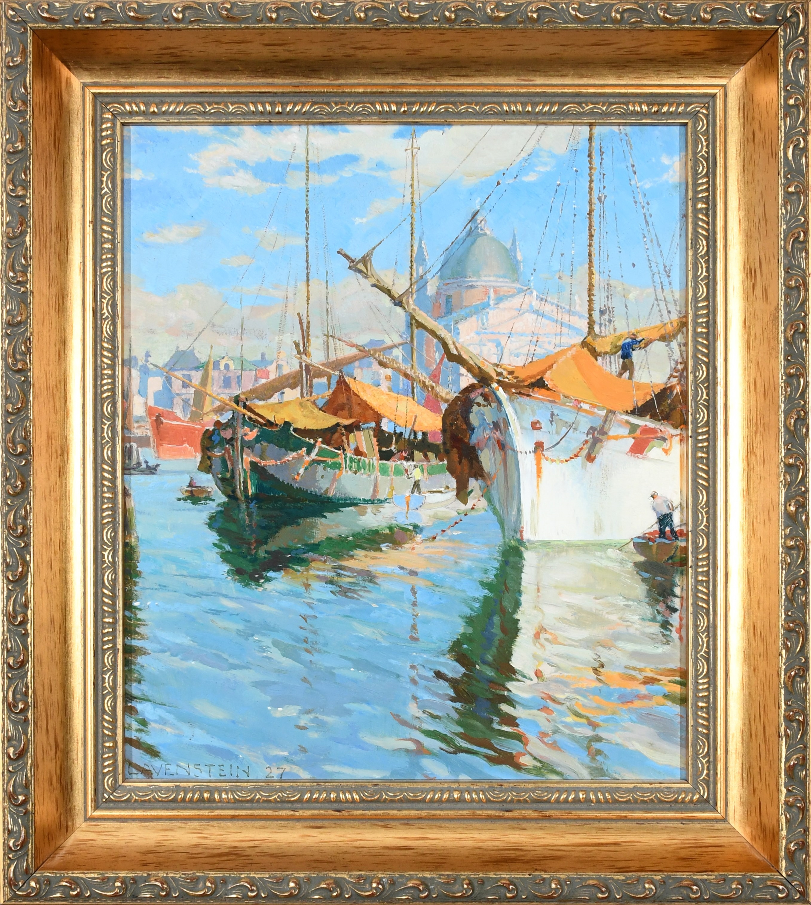 Artwork by Cyril Lavenstein, View of Venice with Santa Maria della Salute, Made of Oil on board