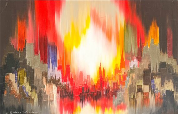 Red Cityscape by Heinz Munnich, 1973