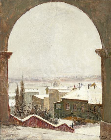 Budapest (City Covered in Snow) by Ödön Guzsik, circa 1930