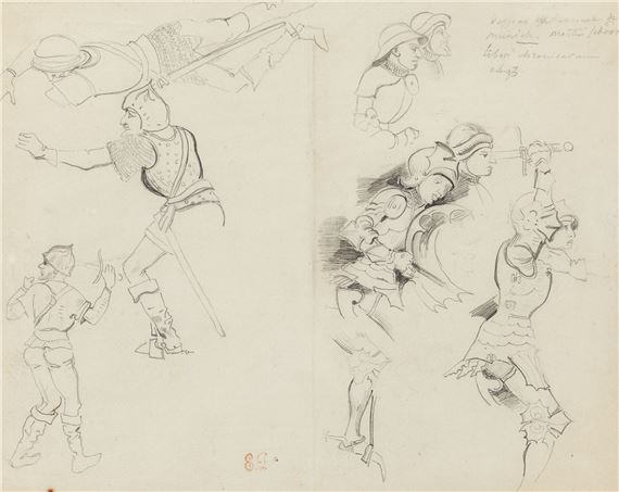 Sketches of Soldiers, said to be after figures in the 1493 Liber Chronicarum by Eugène Delacroix