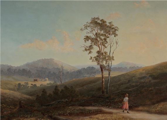 Henry Rielly | Lady on a Farmyard Track (1880) | MutualArt