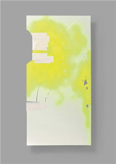 Kim explores her Face in the broken Mirror. by Tobias Rehberger, 2007