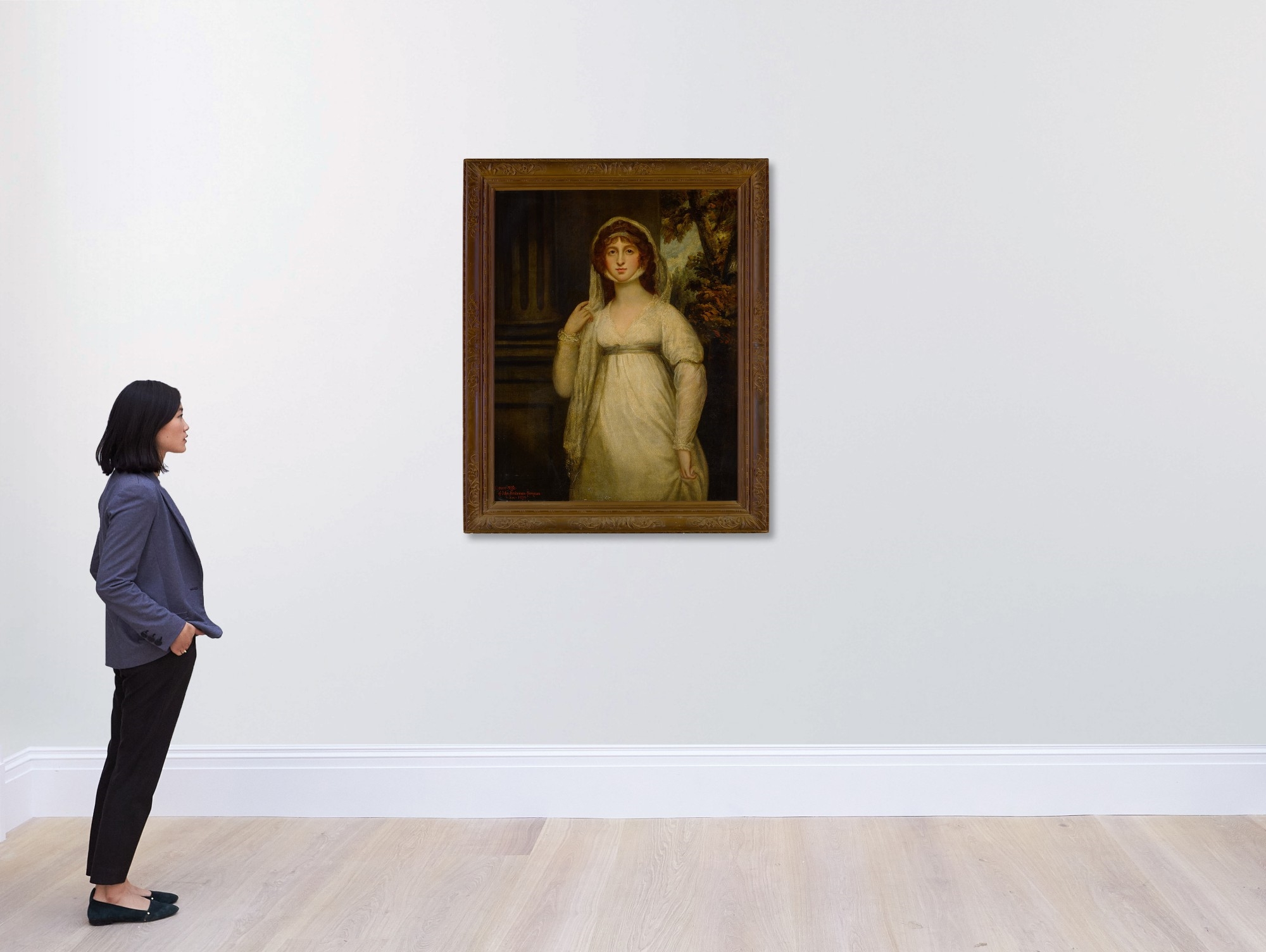 Artwork by George Romney, Portrait of Grace Estwick Bridgeman-Simpson (1774-1839), three-quarter length, Made of oil on canvas