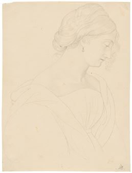 Girl's Head in Profile to the Right. - Johann Anton Ramboux